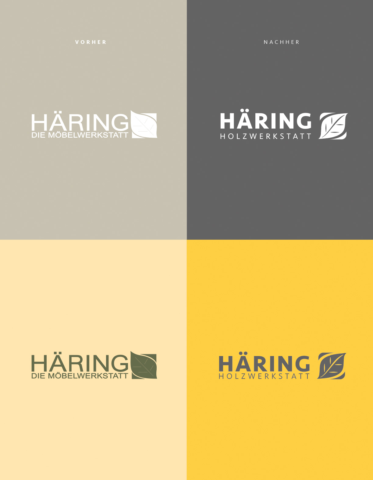 Eine Gegenüberstellung und Vergleich eines alten und neuen Logos einer Firma, die Ihr Logo hat überarbeiten lassen. das alte Logo ist sehr eng mit einer alten Schrift und einer Schicht erkennbaren Bildmarke gestaltet. Das neue Logo ist vom Studio deutlich aufgewertet und besser reproduzierbarer, da es mehr Luft zwischen den Elementen hat.